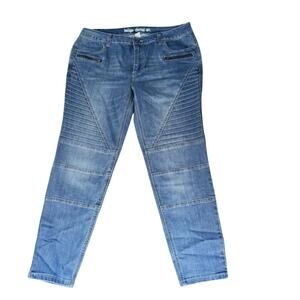 Indigo Thread Jeans 14 Womens Plus Size Zipper Pocket High Rise Distressed
